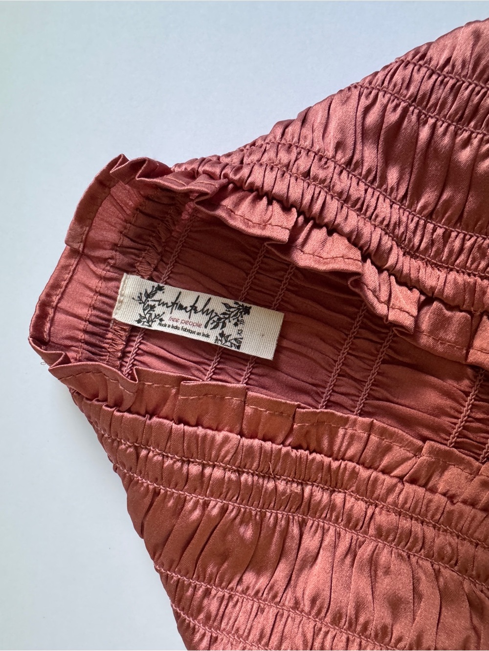 Free People Rusty Rose Smocked Tube Top with Ruffled Edges - Picture 3 of 3
